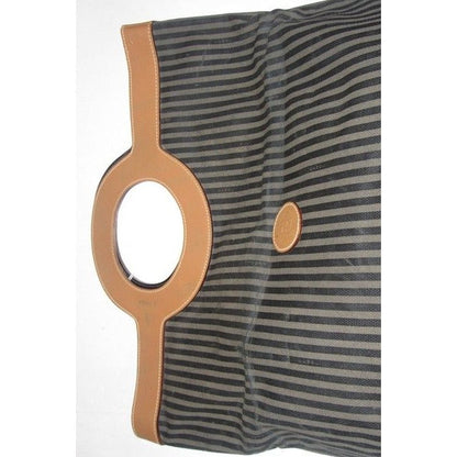 Fendi Regimental Stripe & Camel Leather Porthole Tote