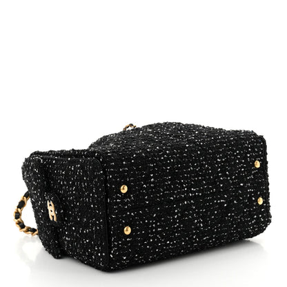 Tweed Quilted Small Chanel 25 Handbag Black
