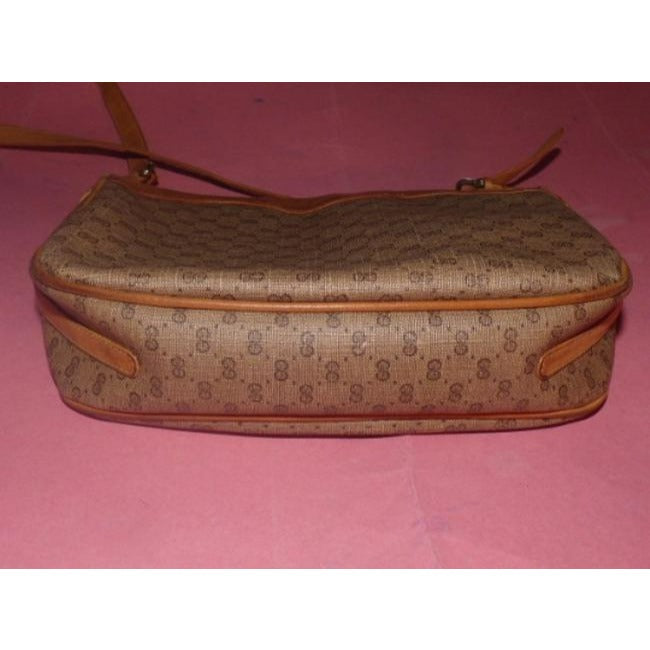 Gucci Vintage Purses Small G Logo Print Coated Canvas And Leather In Shades Of Brown