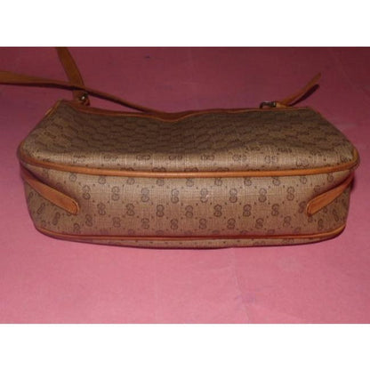 Gucci Vintage Purses Small G Logo Print Coated Canvas And Leather In Shades Of Brown