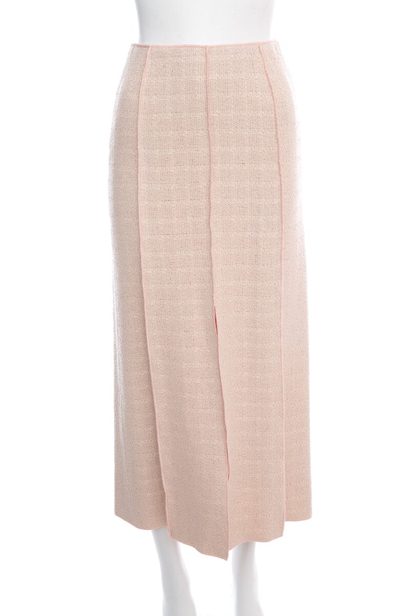 Chanel 1999 Pink Woven Linen Maxi Skirt SZ 36