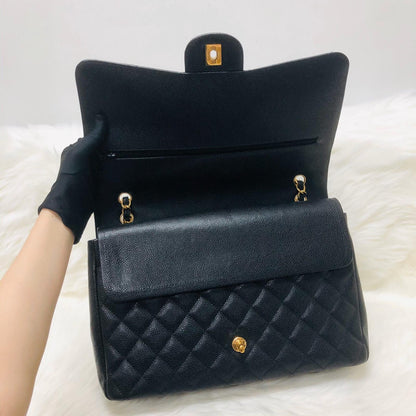 Classic Double Flap Caviar Leather Maxi Black GHW