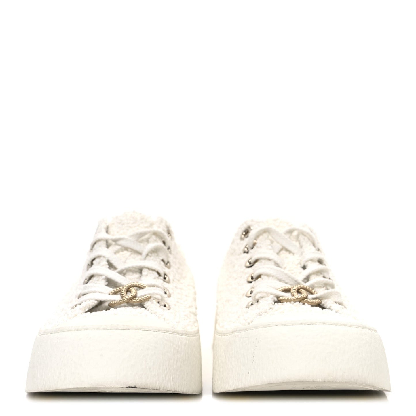 Tweed Womens CC Platform Sneakers 39.5 White
