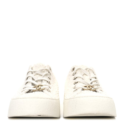 Tweed Womens CC Platform Sneakers 39.5 White
