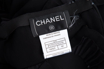 Chanel Black Ruffle Detail Skirt SZ 40