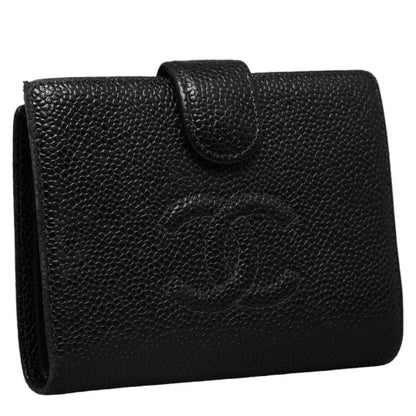 Chanel Double Folded Wallet Caviar Skin/Leather Black  Caviar