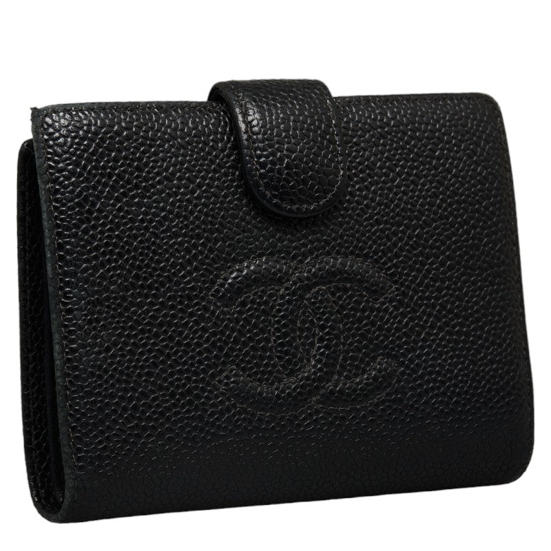 Chanel Cocomark Double Folded Wallet Black Caviar  Leather  CHANEL