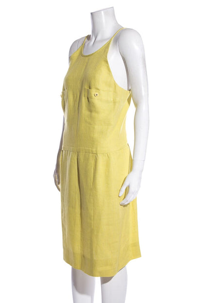 Chanel Citrine Dress With Button Detail SZ 40