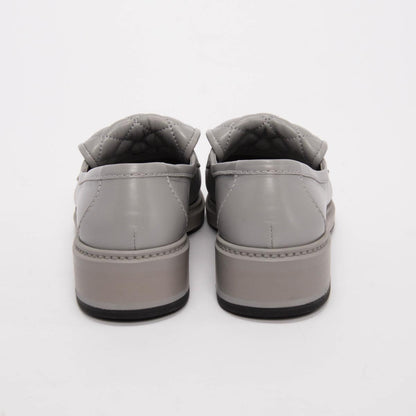 Chanel Grey Lambskin CC Turnlock Loafers 37.5