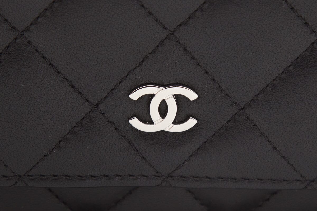 Chanel 2018 Black Lamb Skin Wallet on Chain Cross-Body