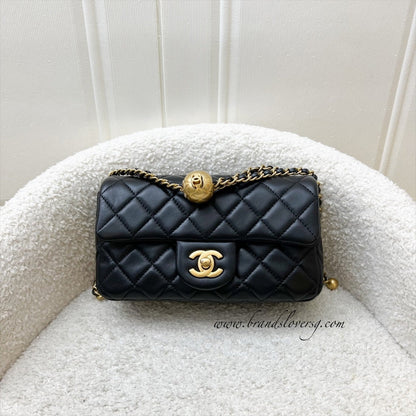 Chanel Pearl Crush Mini Rectangular Flap in Black Lambskin and AGHW (Model: AS1787)