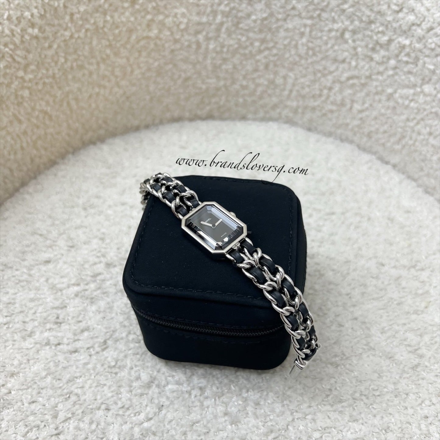 [Serviced for $965 in Jan 2026] Chanel Premiere Watch in Silver Tone Steel Hardware and Black Leather Size L