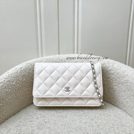 Chanel Classic Wallet on Chain WOC in White Caviar and SHW (Model: AP0250)