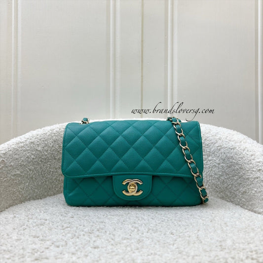 Chanel Classic Mini Rectangle Flap in Turquoise Caviar and LGHW