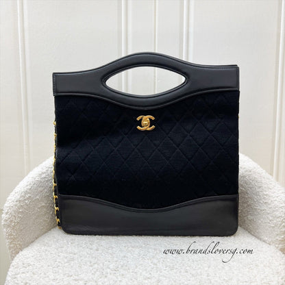 Chanel Large Vintage 31 Bag in Black Fabric and Lambskin and 24K GHW