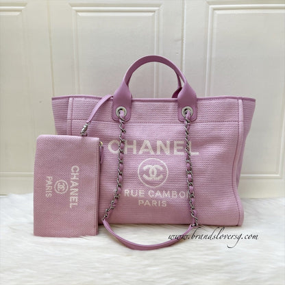 Chanel Medium / Large Deauville Tote in 22S Pink Fabric LGHW