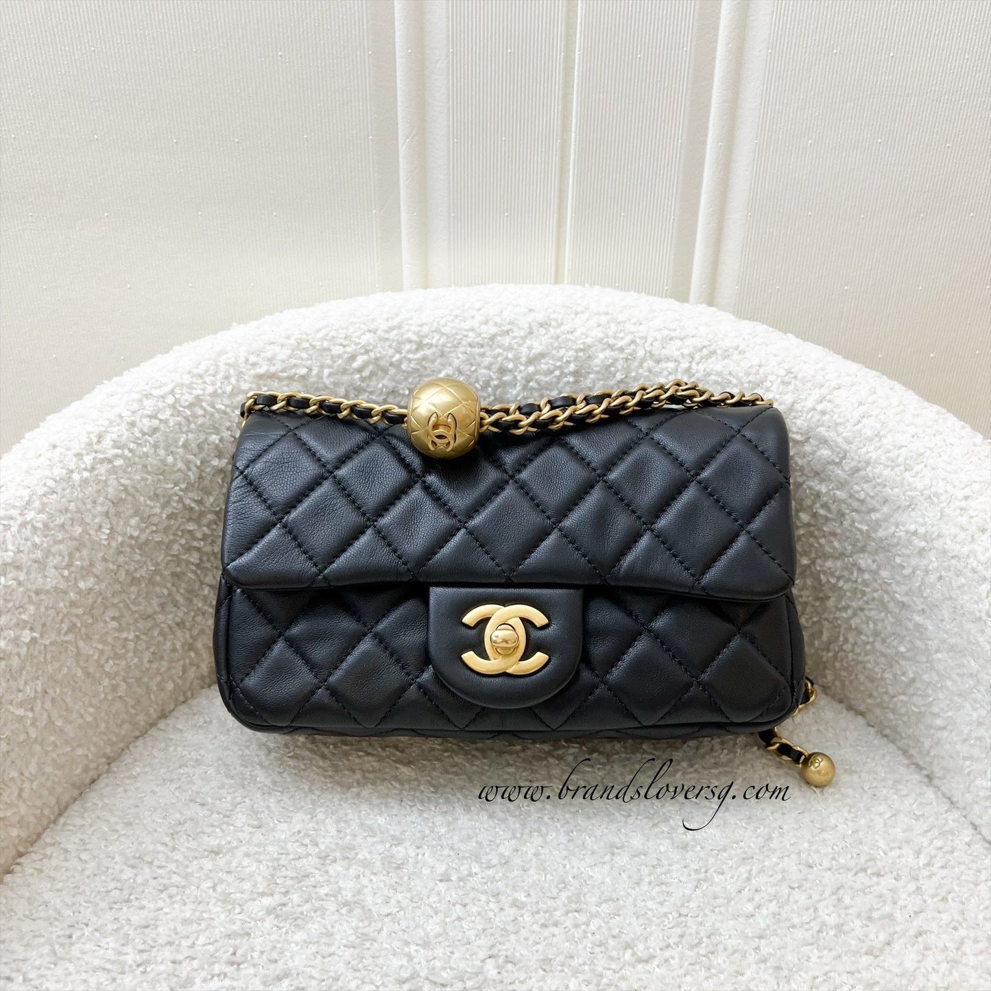 Chanel Pearl Crush Mini Rectangle Flap in Black Lambskin AGHW (AS1787)