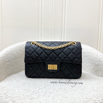 Chanel Classic 2.55 Reissue Mini Flap in Black Distressed Calfskin AGHW (Model: AS0874)