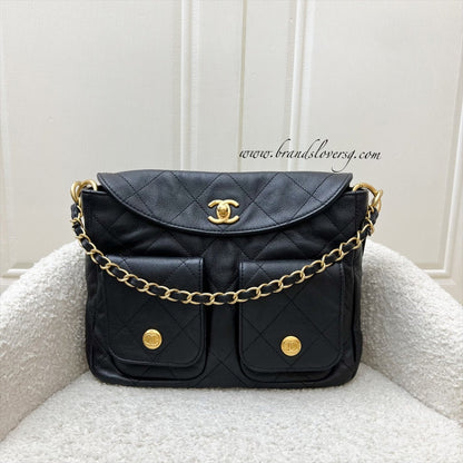 [Local Set - Original Receipt] Chanel 25P Small Hobo Bag in Black Caviar and AGHW (Model: AS5384)