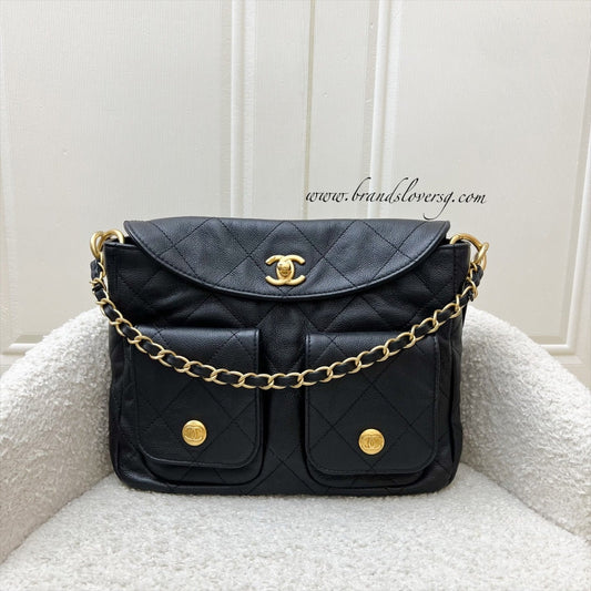 [Local Set - Original Receipt] Chanel 25P Small Hobo Bag in Black Caviar and AGHW (Model: AS5384)