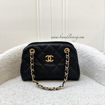 Chanel 24K Small Bowling Bag in Black Caviar (Grained Lambskin) and AGHW