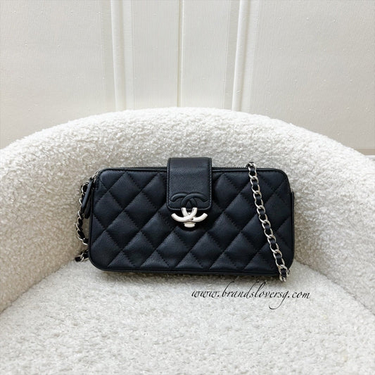 Chanel Seasonal Clutch with Chain in Black Leather and SHW