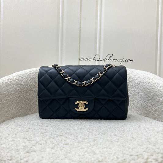 Chanel Classic Mini Rectangle Flap in Black Lambskin and LGHW (Model: A69900)