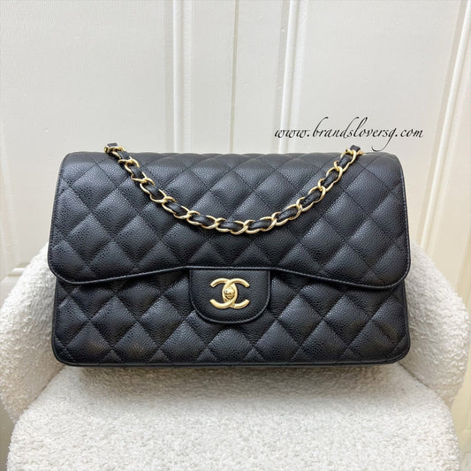 Chanel Jumbo Classic Flap DF in Black Caviar and GHW (Model: A58600)