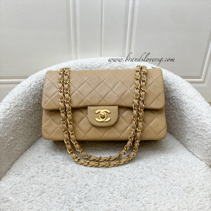 Chanel Vintage Small Classic Flap CF in Milk Tea Beige Lambskin and 24K Gold Plated HW