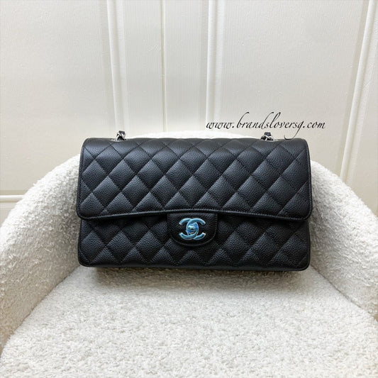 Chanel Medium Classic Flap CF in Black Caviar and SHW (Model: A01112)