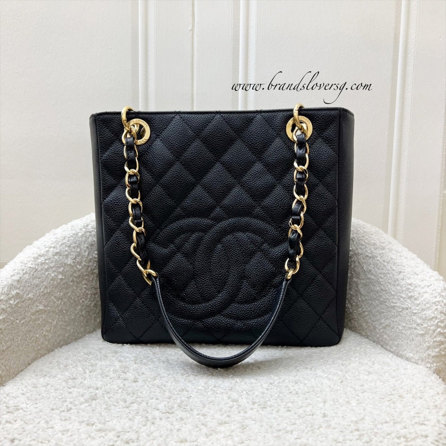Chanel Petite Shopping Tote PST in Black Caviar and GHW (Model: A50994)
