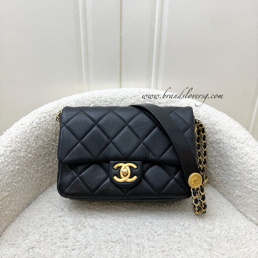 Chanel 22A “Twist Your Buttons” Small / Mini Flap in Black Caviar and AGHW (Model: AS3369)