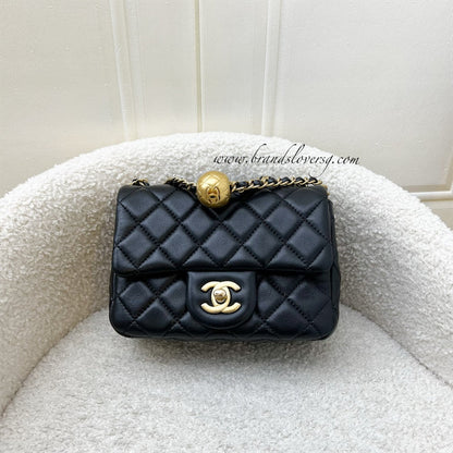 Chanel Pearl Crush Square Mini Flap in Black Lambskin and AGHW (Model: AS1786)