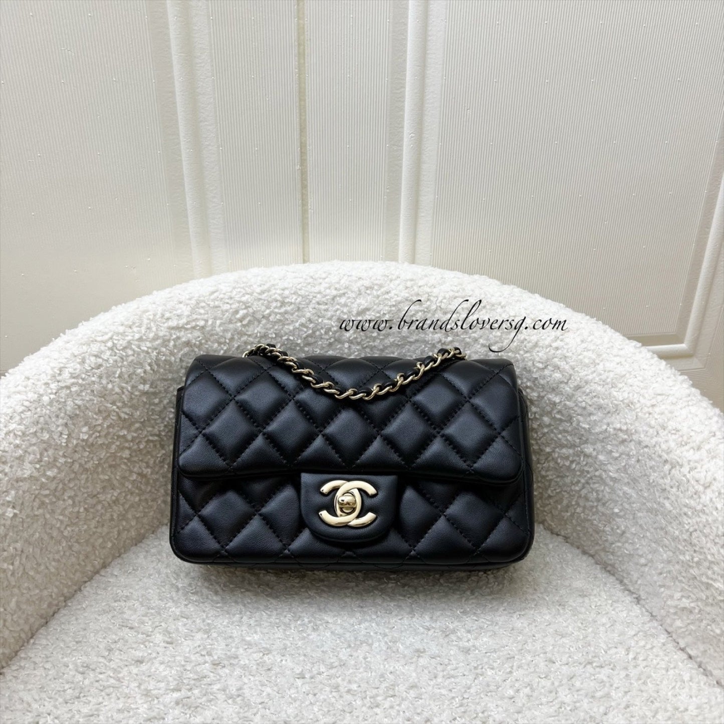 Chanel 24K Extra Mini Rectangular Flap in Black Lambskin and GHW (Model: AS5219)