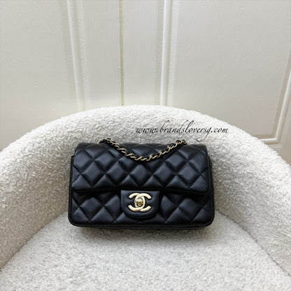 Chanel 24K Extra Mini Rectangular Flap in Black Lambskin and GHW (Model: AS5219)