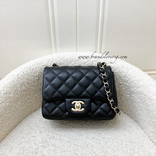Chanel Classic Square Mini Flap in Black Lambskin and LGHW (Model: A35200)