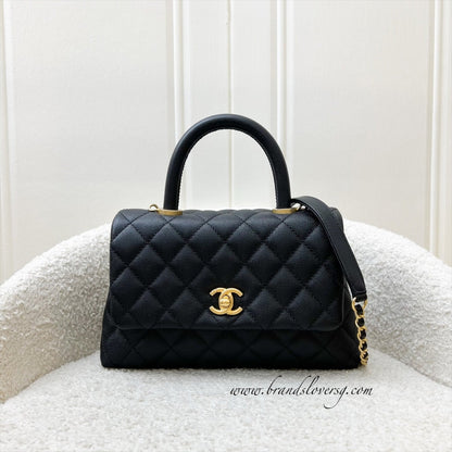 Chanel Small 24cm Coco Handle Flap in Black Caviar and AGHW (Model: A92990)
