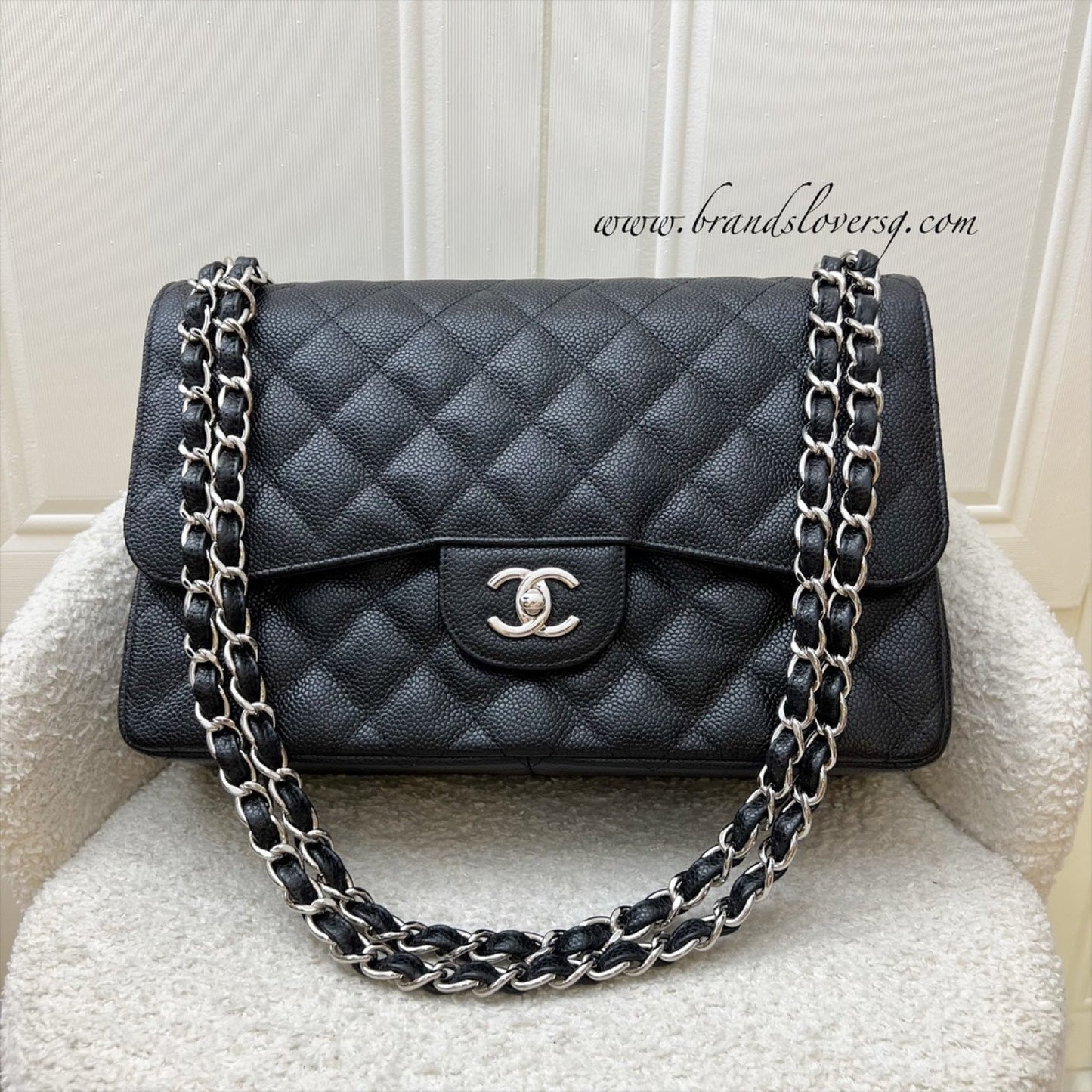 Chanel Jumbo Classic Flap DF in Black Caviar and SHW