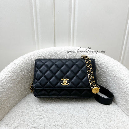 Chanel Twist Your Buttons Wallet on Chain WOC in Black Caviar and AGHW (Model: AP2840)