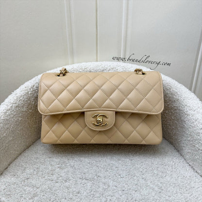Chanel Small Classic Flap CF in Beige Caviar and GHW