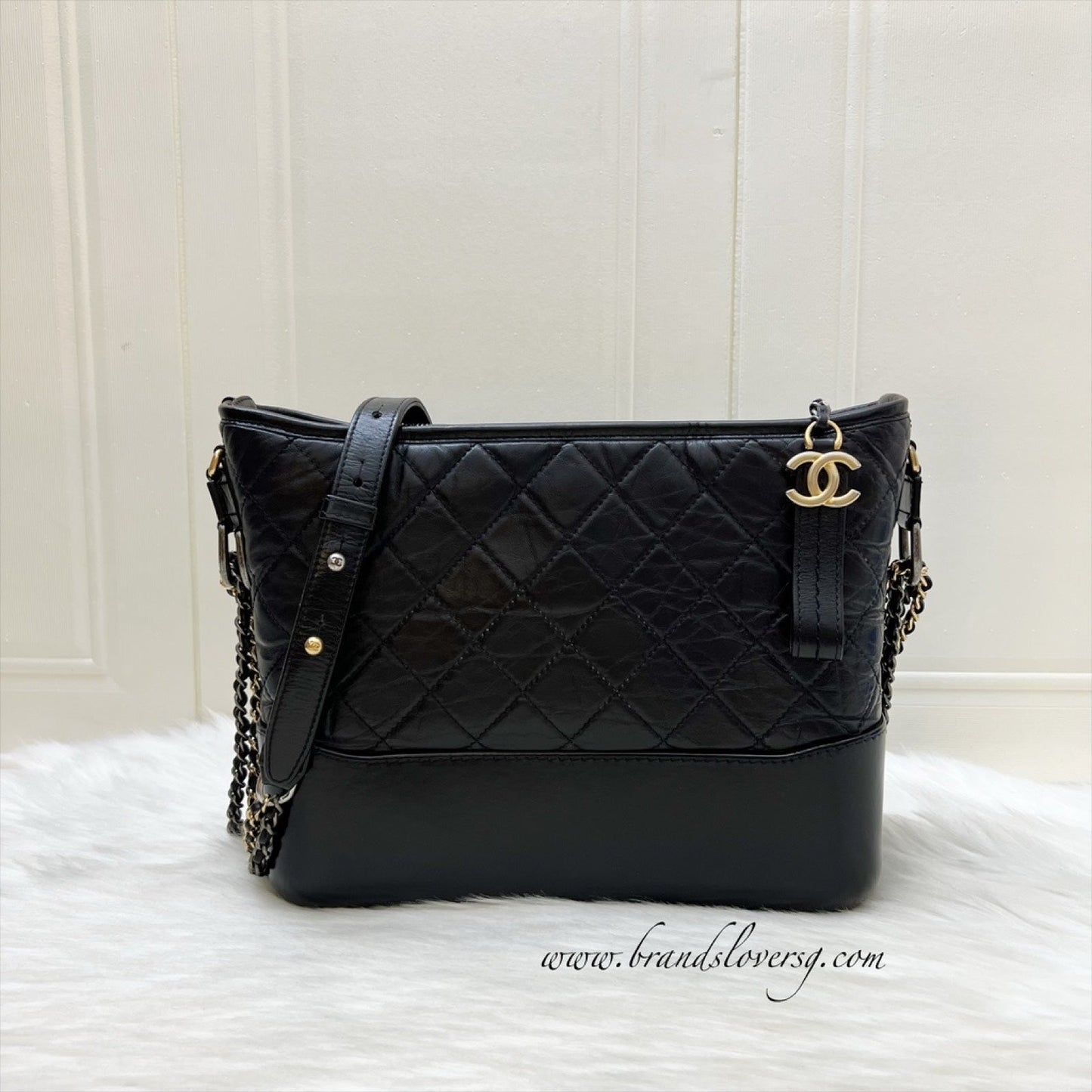 Chanel Medium (New Large) Gabrielle in Black Distressed Calfskin and 3 Tone HW
