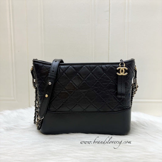 Chanel Medium (New Large) Gabrielle in Black Distressed Calfskin and 3 Tone HW