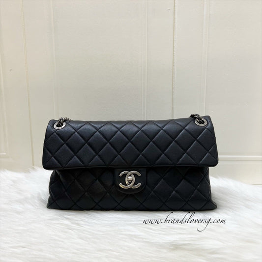 Chanel East West Quilted Flap Bag in Black Caviar and RHW