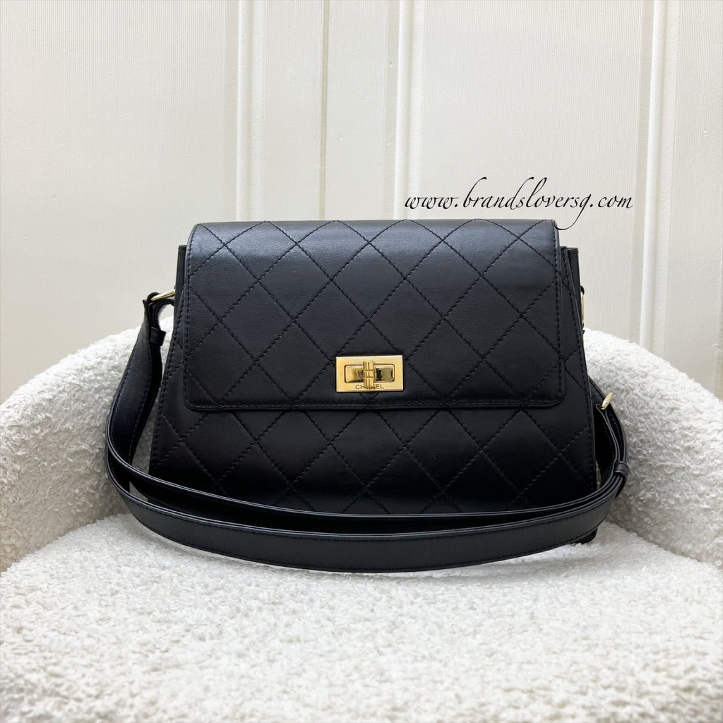 Chanel Vintage 2.55 Reissue Trapezoid in Black Lambskin and GHW