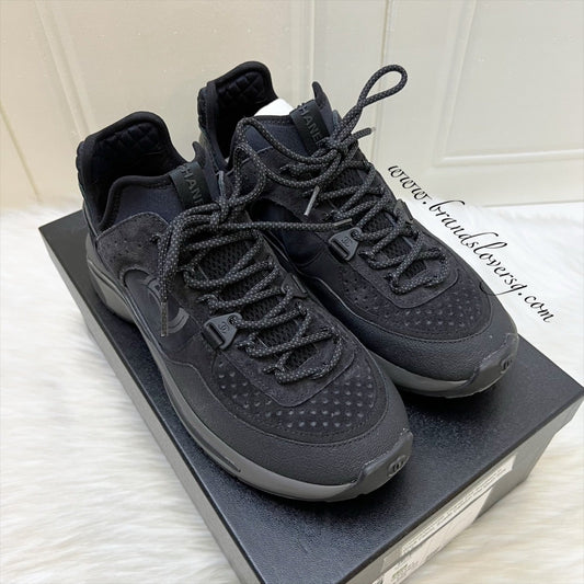 Chanel 23S CC Logo Sneakers in Black Fabric, Suede Calfskin and Mesh Size 37.5