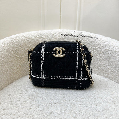 Chanel 24K VIP Gift Mini Bag in Black and White Tweed and LGHW