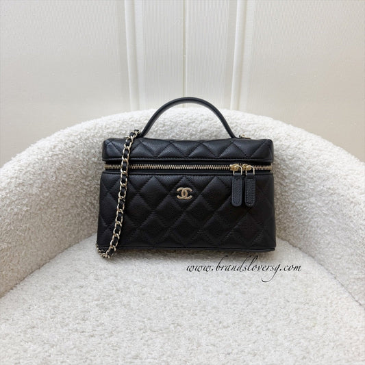 [Local Set - Oct 2025] Chanel 25K Vanity / Clutch with Chain (LP Style Bag) in Black Caviar and LGHW (Model: AP4385)