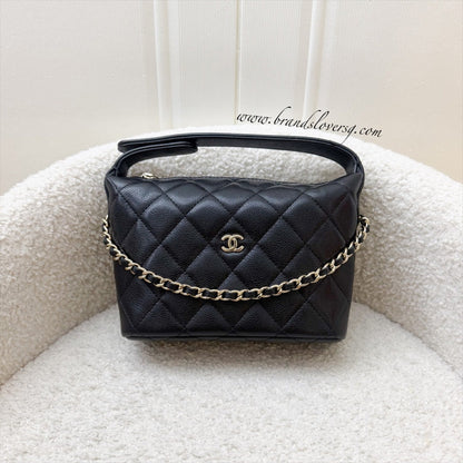 Chanel Classic Quilted Hobo Clutch on Chain in Black Caviar and LGHW (Model: AP4386)
