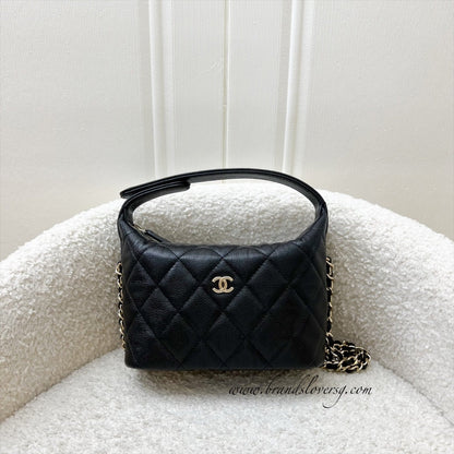 Chanel 25C Quilted Hobo Clutch on Chain in Black Caviar and LGHW (Model: AP4386)