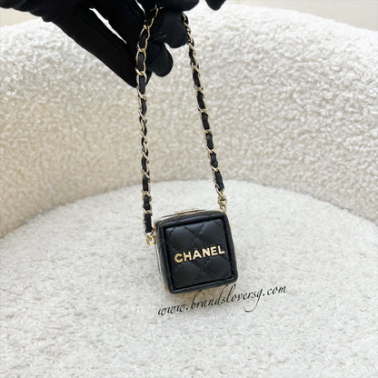 Chanel Cube Bag Charm in Black Lambskin and GHW